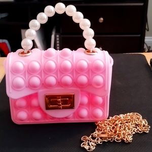 Girls Silicone Pearl Handbag Messenger Shoulder Bag